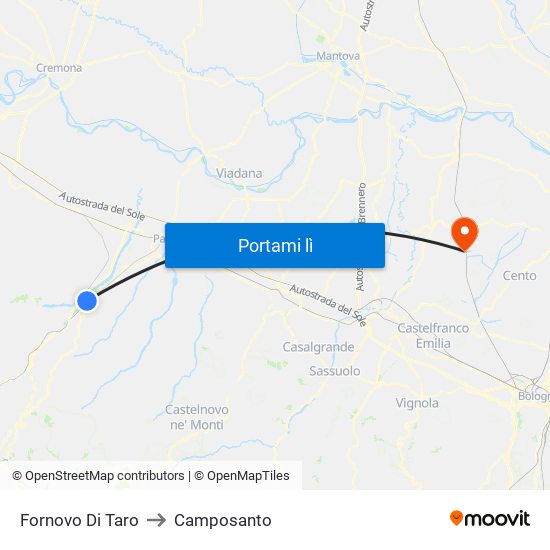 Fornovo Di Taro to Camposanto map