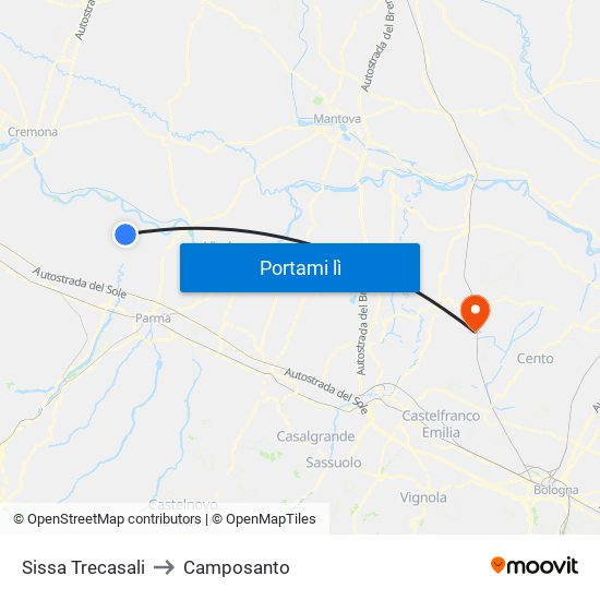 Sissa Trecasali to Camposanto map