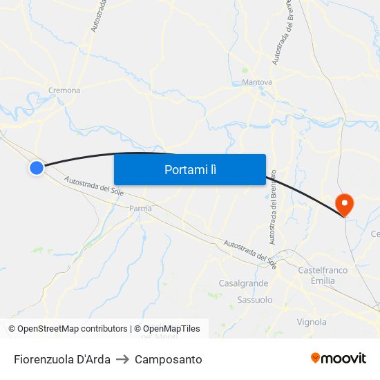 Fiorenzuola D'Arda to Camposanto map