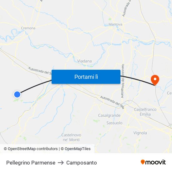 Pellegrino Parmense to Camposanto map