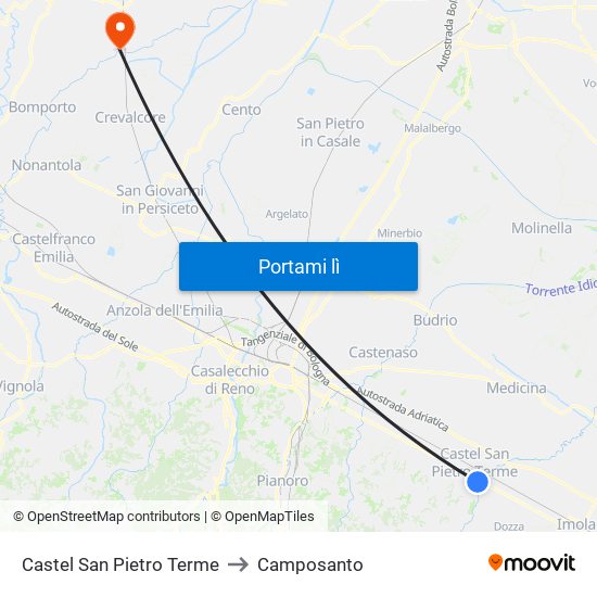 Castel San Pietro Terme to Camposanto map