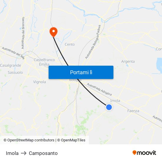 Imola to Camposanto map