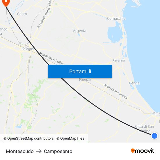 Montescudo to Camposanto map