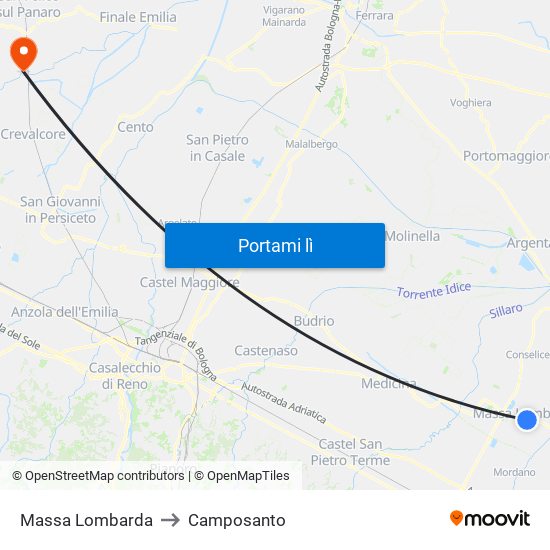 Massa Lombarda to Camposanto map