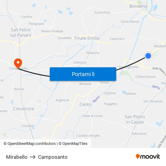 Mirabello to Camposanto map