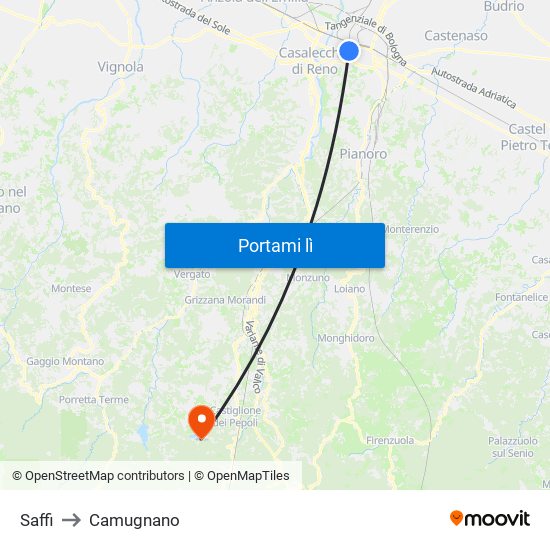 Saffi to Camugnano map