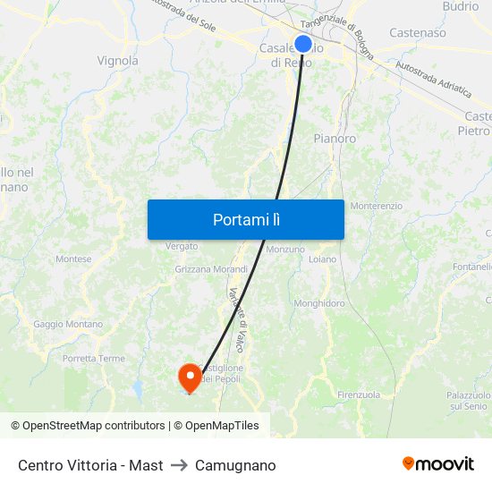 Centro Vittoria - Mast to Camugnano map