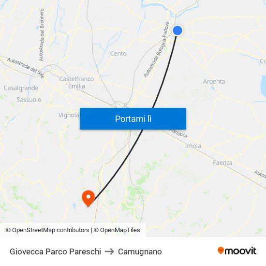 Giovecca Parco Pareschi to Camugnano map