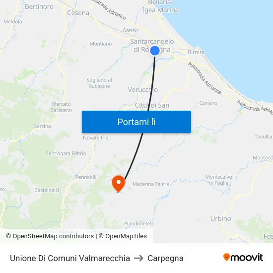 Unione Di Comuni Valmarecchia to Carpegna map