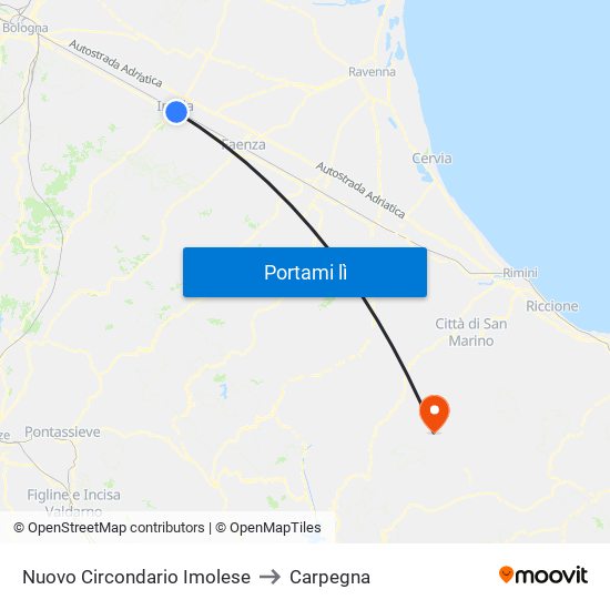 Nuovo Circondario Imolese to Carpegna map