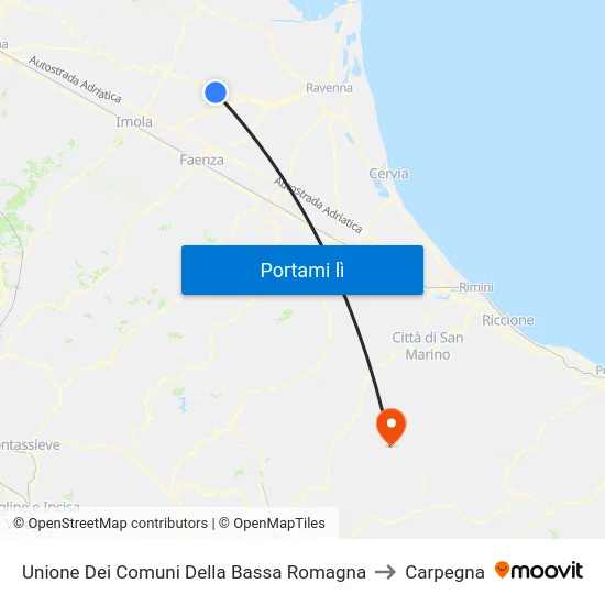 Unione Dei Comuni Della Bassa Romagna to Carpegna map