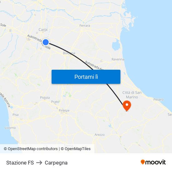 Stazione FS to Carpegna map