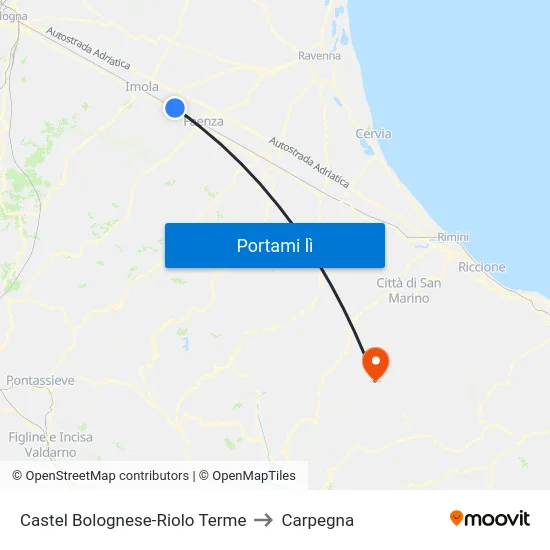 Castel Bolognese-Riolo Terme to Carpegna map