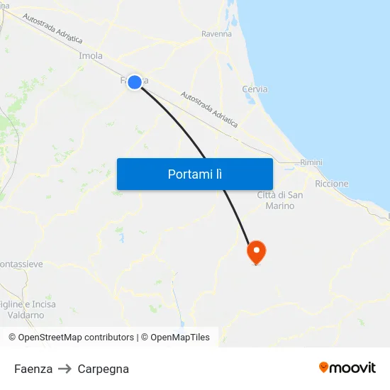 Faenza to Carpegna map