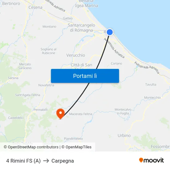 4 Rimini FS (A) to Carpegna map