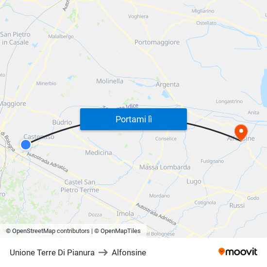 Unione Terre Di Pianura to Alfonsine map