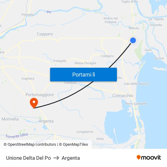 Unione Delta Del Po to Argenta map