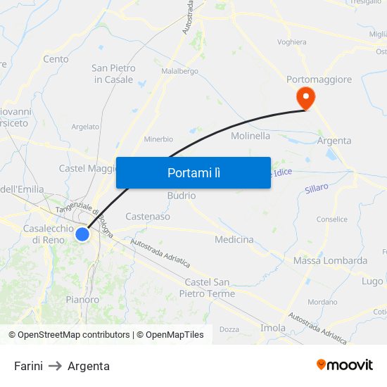 Farini to Argenta map