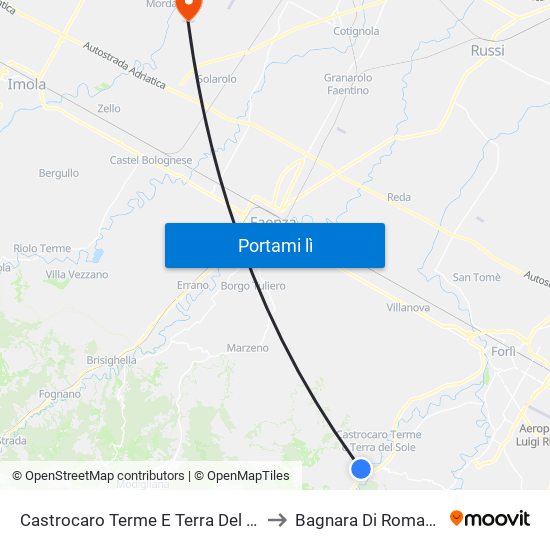 Castrocaro Terme E Terra Del Sole to Bagnara Di Romagna map