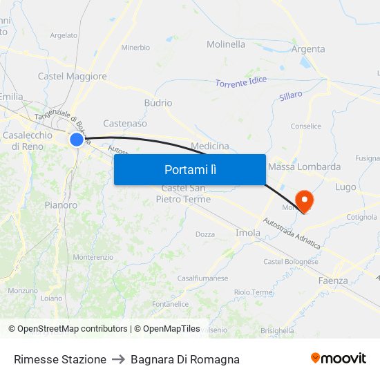 Rimesse Stazione to Bagnara Di Romagna map