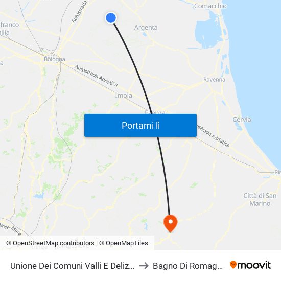 Unione Dei Comuni Valli E Delizie to Bagno Di Romagna map