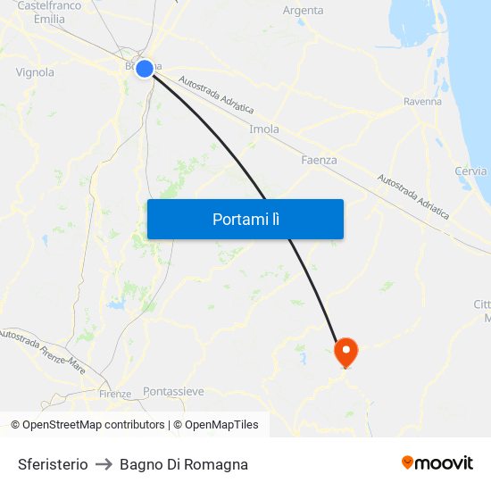 Sferisterio to Bagno Di Romagna map