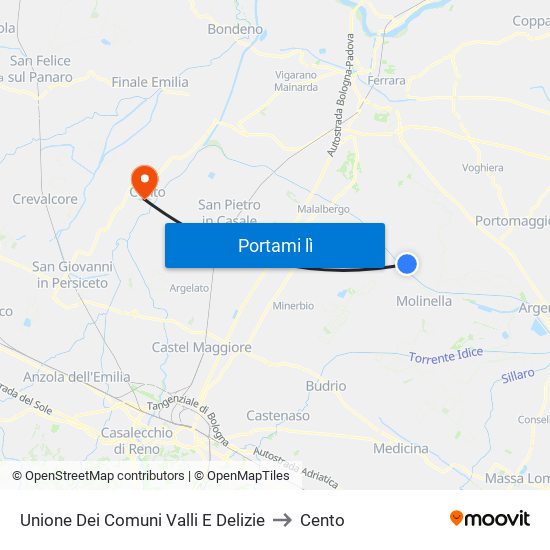 Unione Dei Comuni Valli E Delizie to Cento map