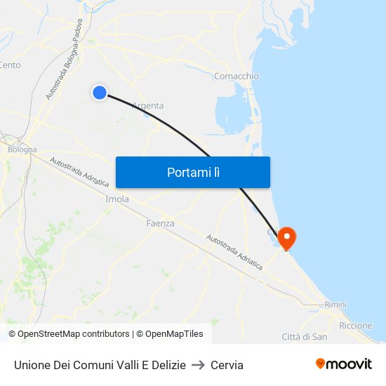 Unione Dei Comuni Valli E Delizie to Cervia map