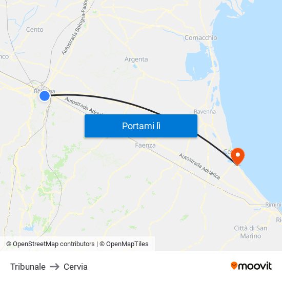 Tribunale to Cervia map