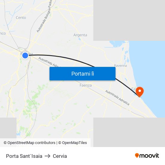 Porta Sant`Isaia to Cervia map