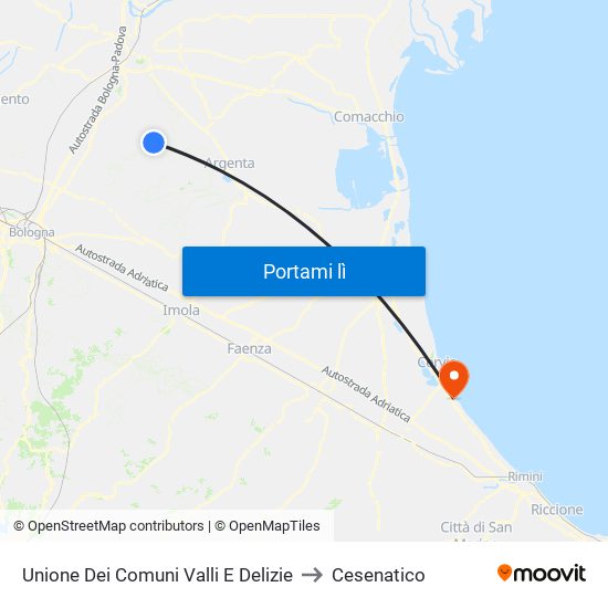 Unione Dei Comuni Valli E Delizie to Cesenatico map