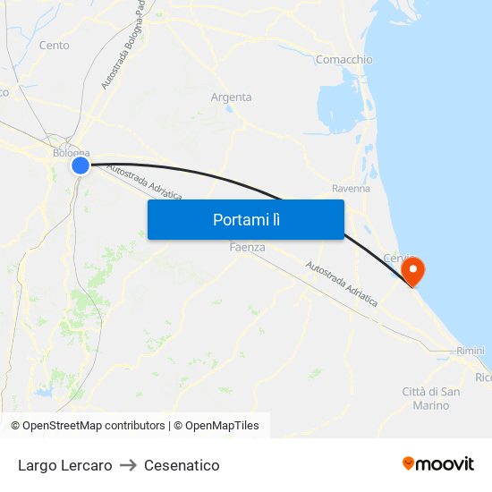 Largo Lercaro to Cesenatico map