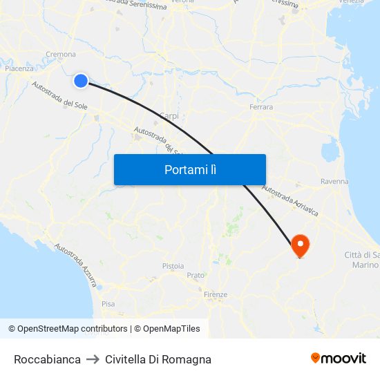 Roccabianca to Civitella Di Romagna map