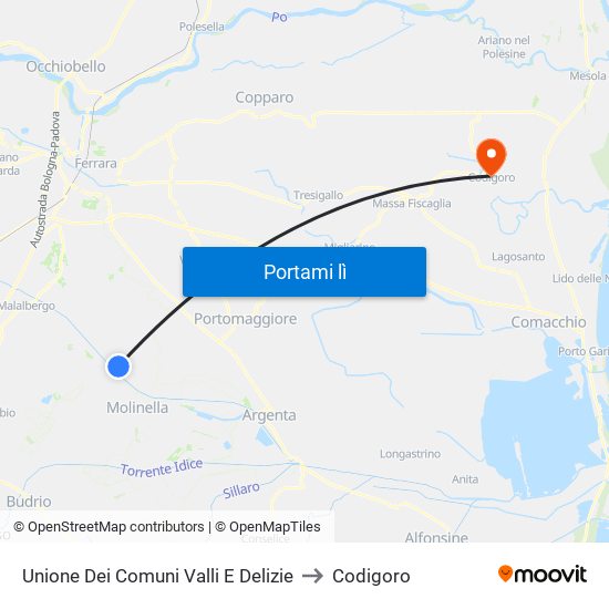 Unione Dei Comuni Valli E Delizie to Codigoro map
