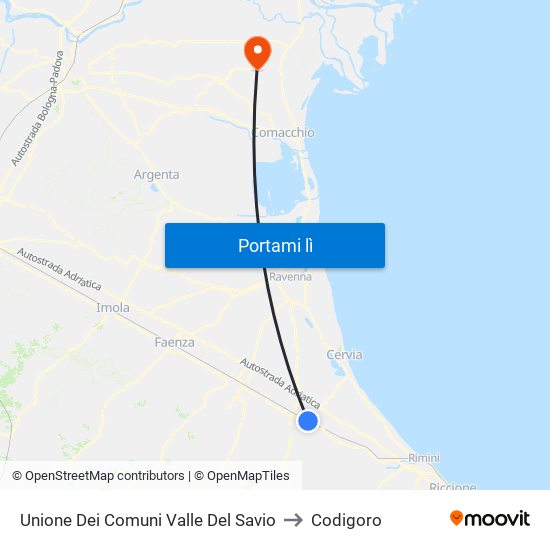 Unione Dei Comuni Valle Del Savio to Codigoro map