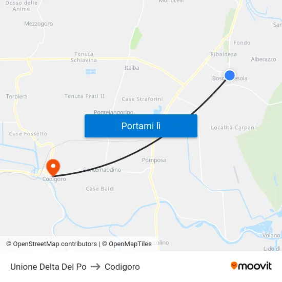 Unione Delta Del Po to Codigoro map