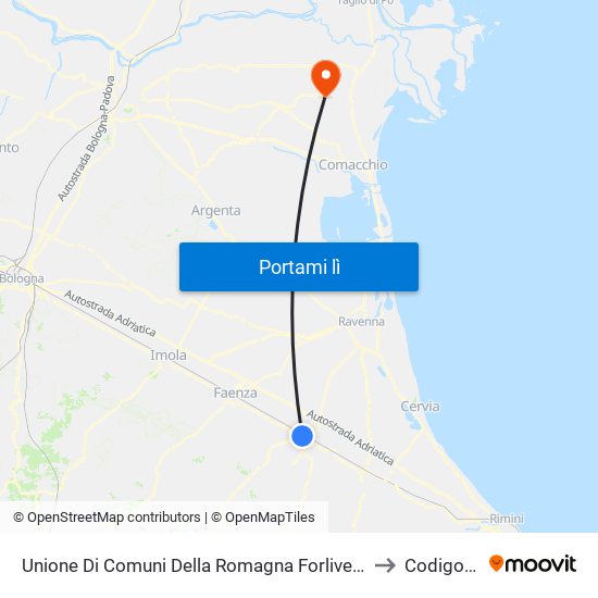 Unione Di Comuni Della Romagna Forlivese to Codigoro map