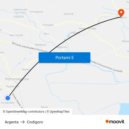 Argenta to Codigoro map