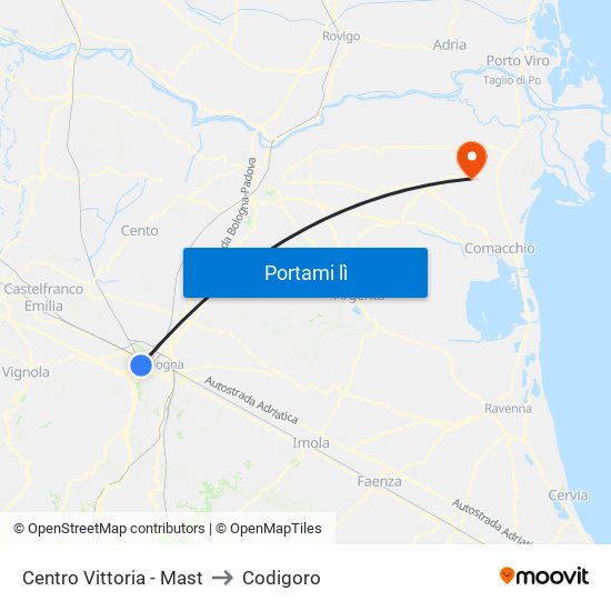 Centro Vittoria - Mast to Codigoro map