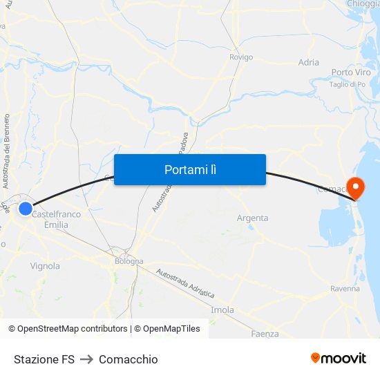 Stazione FS to Comacchio map