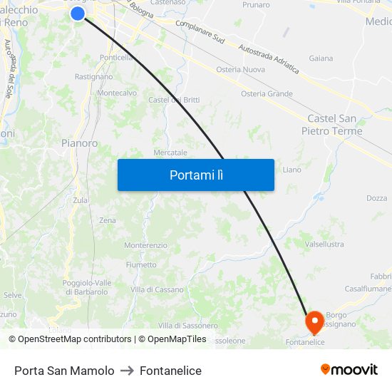 Porta San Mamolo to Fontanelice map