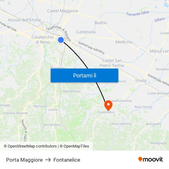 Porta Maggiore to Fontanelice map