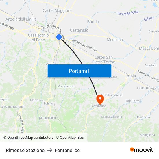 Rimesse Stazione to Fontanelice map