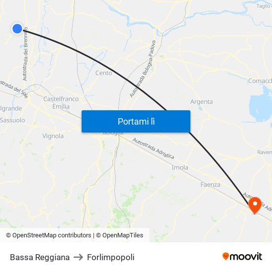 Bassa Reggiana to Forlimpopoli map