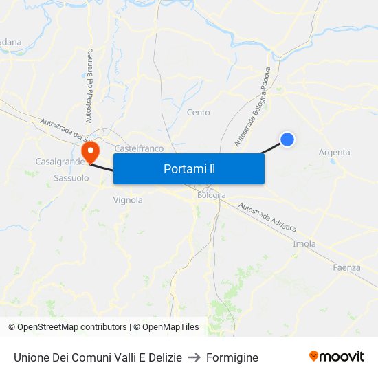Unione Dei Comuni Valli E Delizie to Formigine map