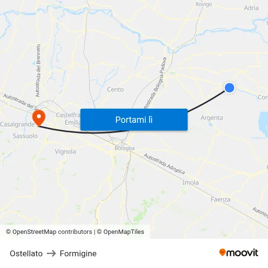 Ostellato to Formigine map