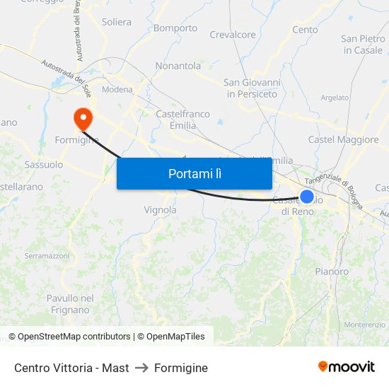 Centro Vittoria - Mast to Formigine map