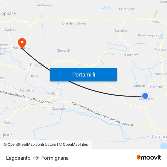 Lagosanto to Formignana map