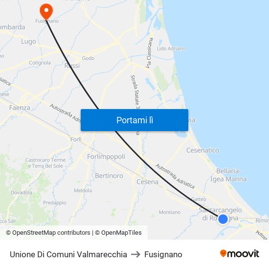Unione Di Comuni Valmarecchia to Fusignano map