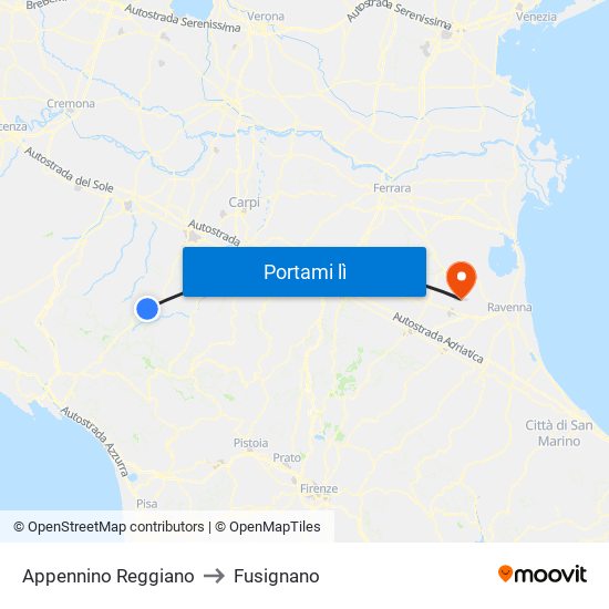 Appennino Reggiano to Fusignano map